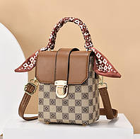 Женская маленькая сумочка бочонок на плечо, мини сумка на замочке хорошее качество