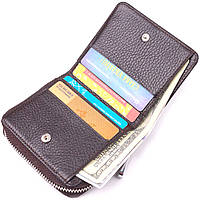 Практичний жіночий гаманець із монетницею на блискавці з натуральної шкіри KARYA 21412 Коричневий, гарна якість