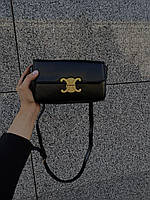 Celine Triomphe Shoulder Bag In Shiny Calfskin Black 22.5x14x5 женские сумочки и клатчи хорошее качество