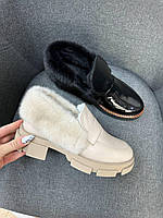 Женские лоферы короткие ботинки натуральная замша Италия автоледи деми можно зима отшив