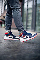 Nike Air Jordan 1 Retro Mid Blue Red White хорошее качество кроссовки и кеды хорошее качество Размер 42