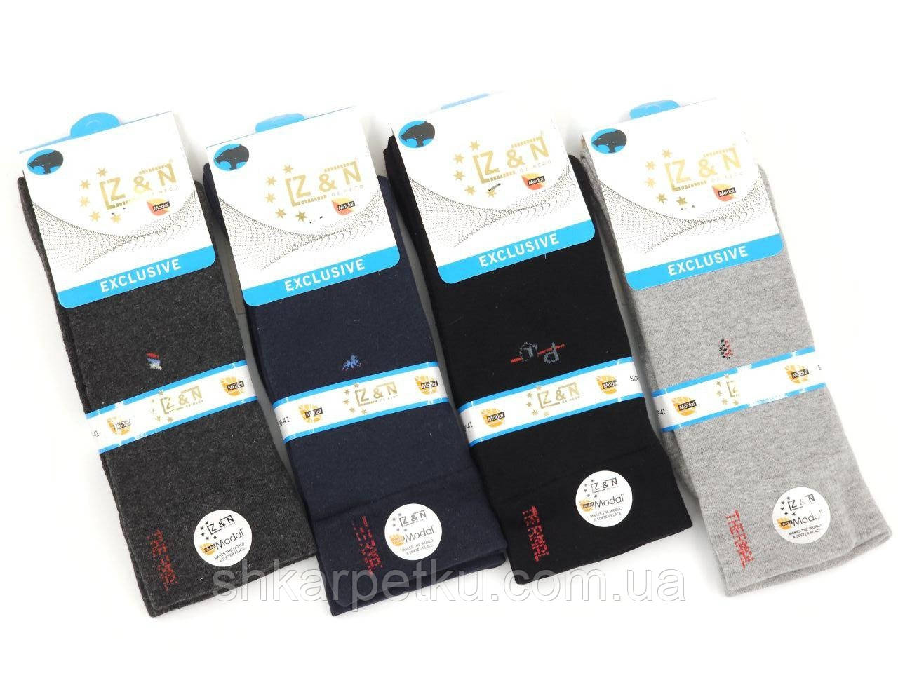 Чоловічі махрові шкарпетки високі якісні модал Z&N, розмір 41-44, 6 пар\уп. асорті 39-42