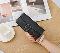 Женский кошелек клатч с подковой экокожа, стильный портмоне для девушек Подкова Черный хорошее качество