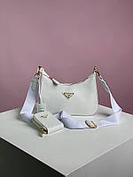 Prada Re-Edition 2005 White Saffiano Leather Bag 23 х 18 х 6 см хорошее качество женские сумочки и клатчи