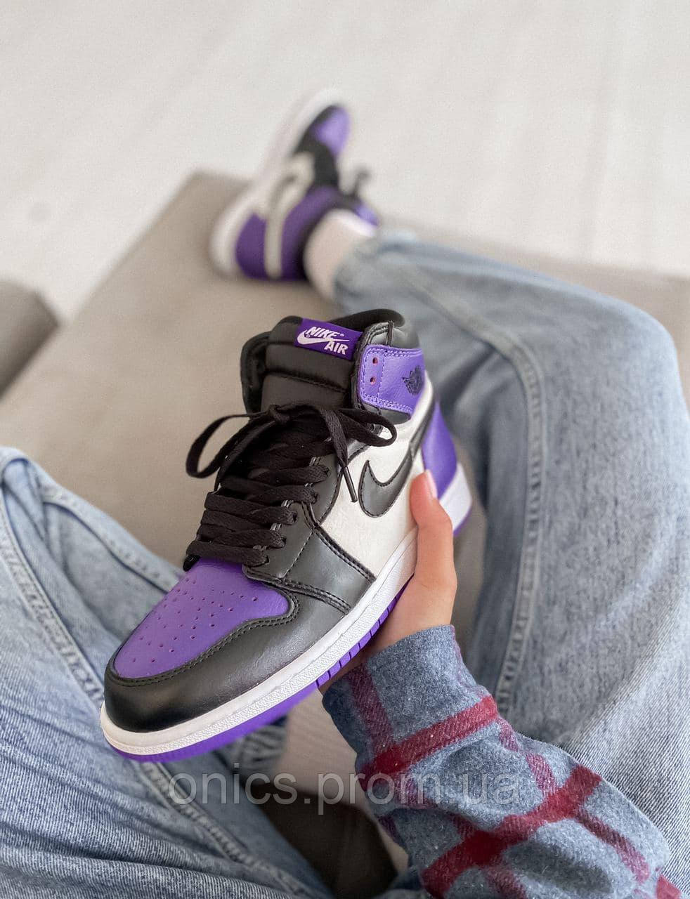 Nike Air Jordan 1 Retro Mid Violet White Black хорошее качество кроссовки и кеды хорошее качество Размер 36 - фото 4 - id-p1946592847