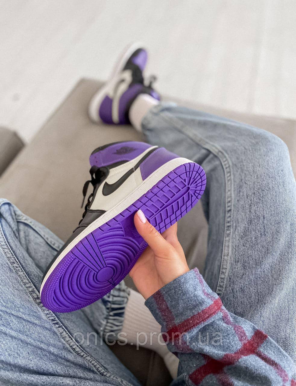 Nike Air Jordan 1 Retro Mid Violet White Black хорошее качество кроссовки и кеды хорошее качество Размер 36 - фото 5 - id-p1946592847