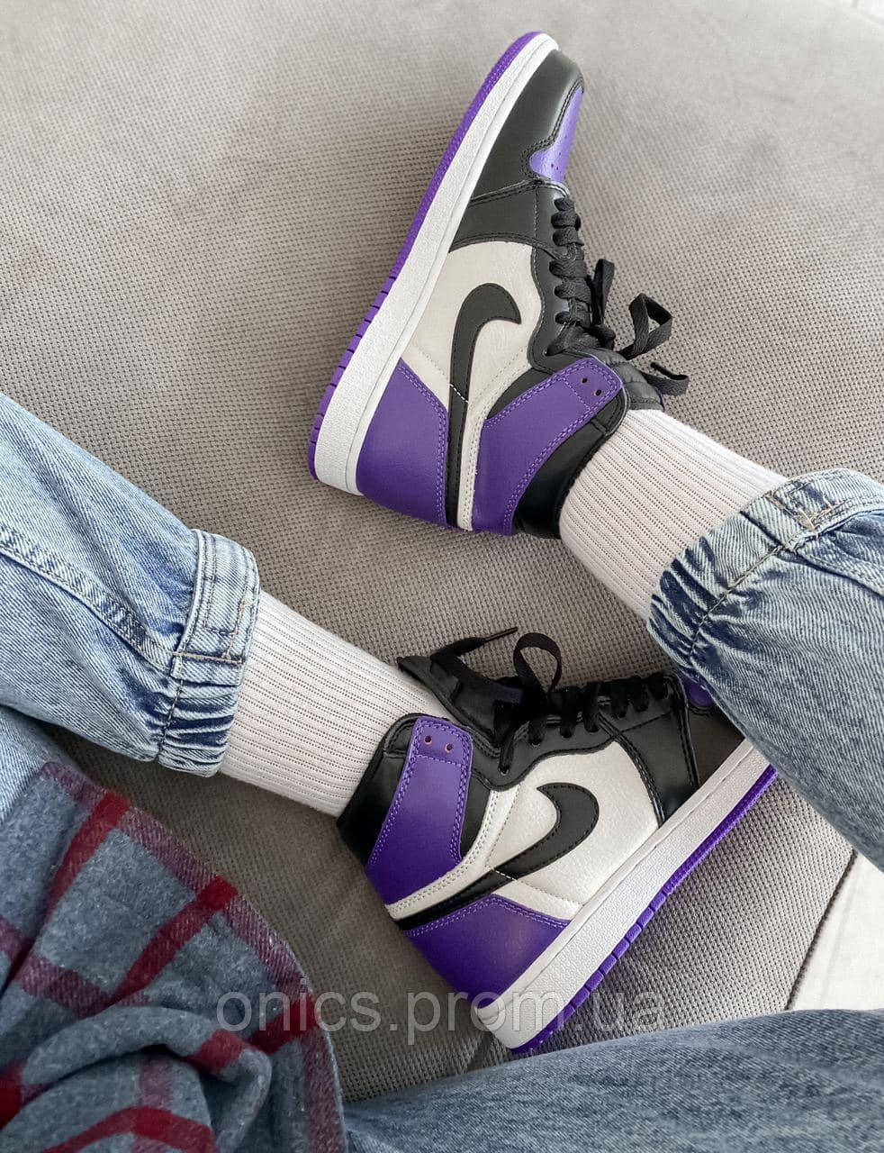 Nike Air Jordan 1 Retro Mid Violet White Black хорошее качество кроссовки и кеды хорошее качество Размер 36 - фото 7 - id-p1946592847