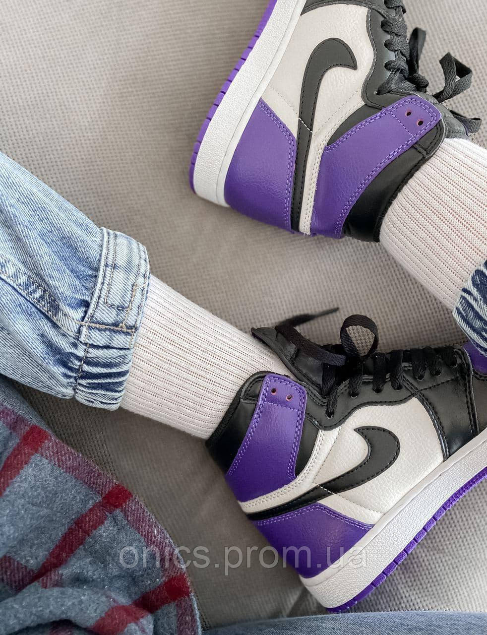 Nike Air Jordan 1 Retro Mid Violet White Black хорошее качество кроссовки и кеды хорошее качество Размер 36 - фото 8 - id-p1946592847