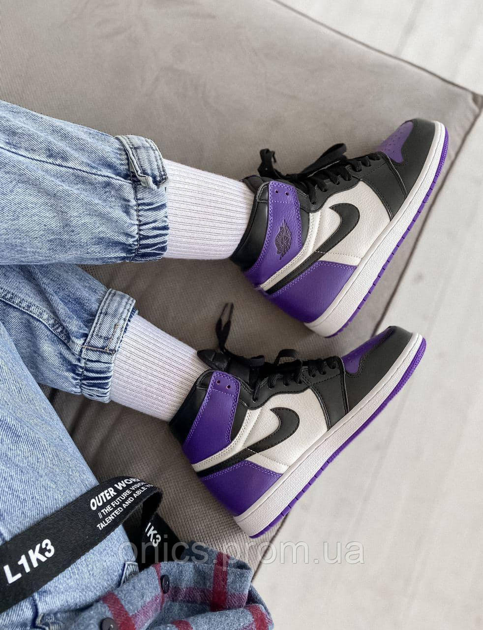 Nike Air Jordan 1 Retro Mid Violet White Black хорошее качество кроссовки и кеды хорошее качество Размер 36 - фото 9 - id-p1946592847