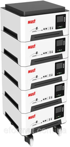 Система зберігання енергії HBP18-52484 PRO Must (51,2V 100A 5,2kW 400Ah 20,48kWh)