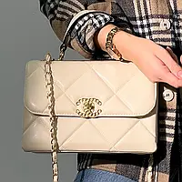 Chanel Classic Cream/Gold 26 x 18 x 9 см хорошее качество женские сумочки и клатчи хорошее качество