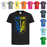 Черная детская футболка Украинский герб (1-11-6)