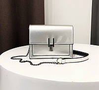 Модная женская лаковая мини сумочка Серебро хорошее качество