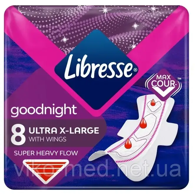 Гігієнічні прокладки Libresse Ultra Goodnight Extra Large нічні, 8 шт., фото 1