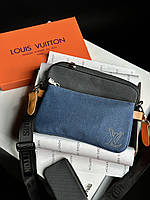 Louis Vuitton Trio Messenger Blue Textile manbag 25 x 18 x 5 см Мужские сумки и барсетки хорошее качество