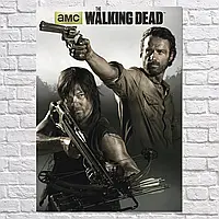 Плакат "Рик Граймс и Дэрил Диксон, Ходячие Мертвецы, The Walking Dead, TWD", 60×43см