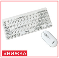 Бездротова комп'ютерна клавіатура та миша UKC оптична блютуз клавіатура та мишка для ПК і ноутбука біла
