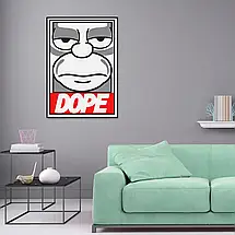 Плакат "Сімпсони, Гомер, мінімалістичний портрет, Simpsons, Dope", 60×43см, фото 2