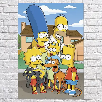 Плакат "Родина Сімпсонів на вулиці, Simpsons", 60×41см, фото 2