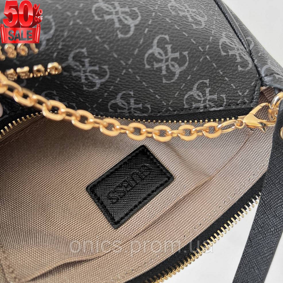 Женские сумки эко кожа Guess лаконичная повседневная мини сумочка черная хорошее качество - фото 10 - id-p1946650912