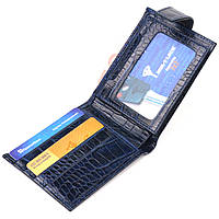 Стильный мужской кошелек из натуральной фактурной кожи CANPELLINI 21514 Синий хорошее качество