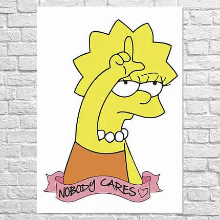 Плакат "Сімпсони, Ліза, Simpsons, Nobody cares", 60×43см, фото 2