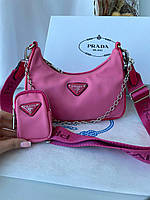 Prada Mini Pink 22x16x6 хорошее качество женские сумочки и клатчи хорошее качество