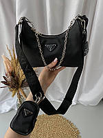 Prada Mini Black 22x16x6 хорошее качество женские сумочки и клатчи хорошее качество