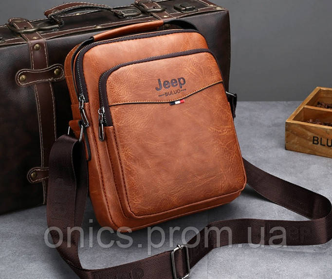 Мужская сумка планшетка Jeep повседневная, барсетка сумка-планшет для мужчин эко кожа хорошее качество - фото 3 - id-p1946665218
