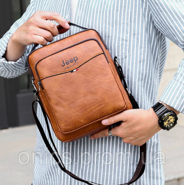 Мужская сумка планшетка Jeep повседневная, барсетка сумка-планшет для мужчин эко кожа хорошее качество - фото 6 - id-p1946665218