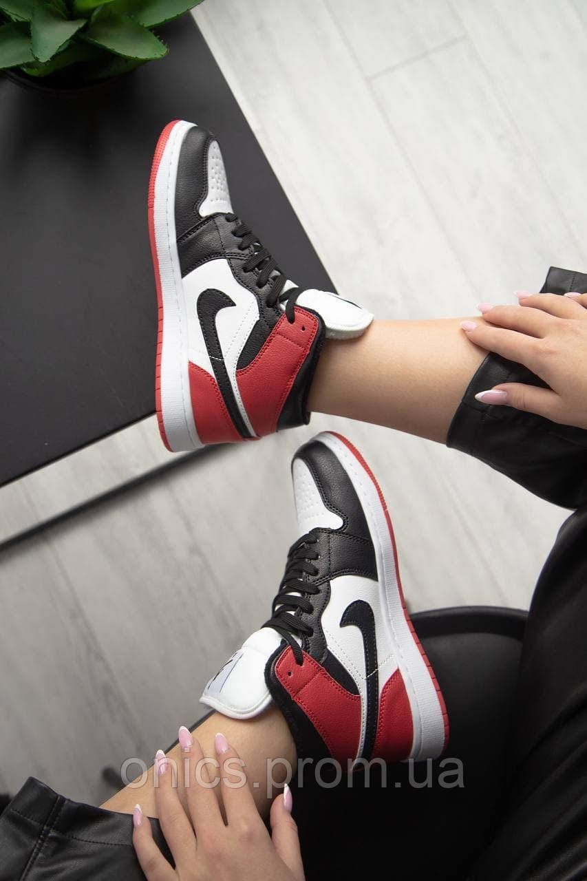 Nike Air Jordan 1 Retro Mid Red White Black Fur хорошее качество кроссовки и кеды хорошее качество Размер - фото 1 - id-p1946639491