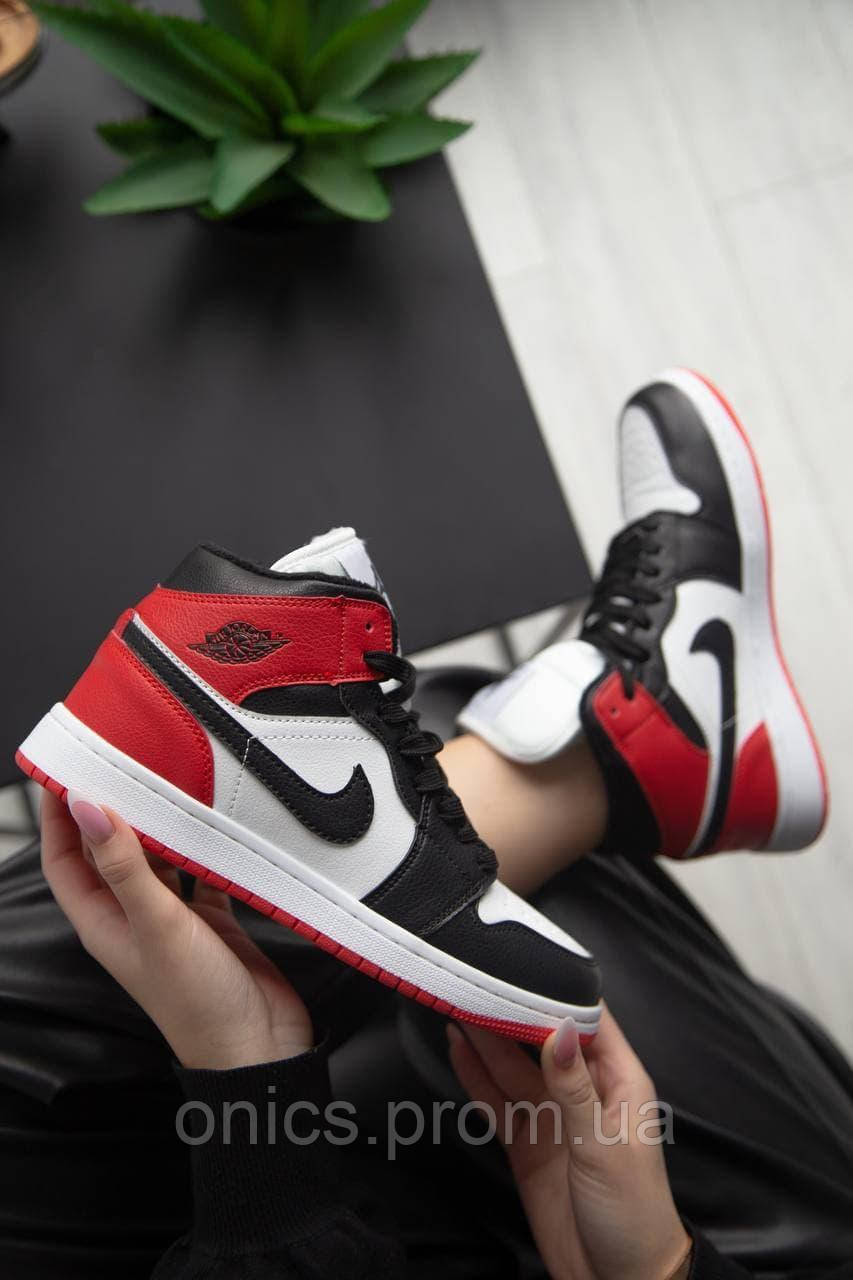 Nike Air Jordan 1 Retro Mid Red White Black Fur хорошее качество кроссовки и кеды хорошее качество Размер - фото 2 - id-p1946639491