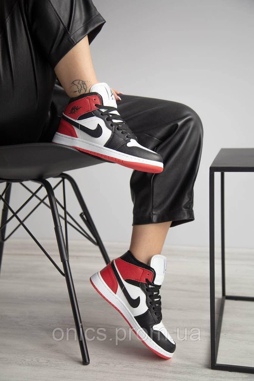 Nike Air Jordan 1 Retro Mid Red White Black Fur хорошее качество кроссовки и кеды хорошее качество Размер - фото 3 - id-p1946639491
