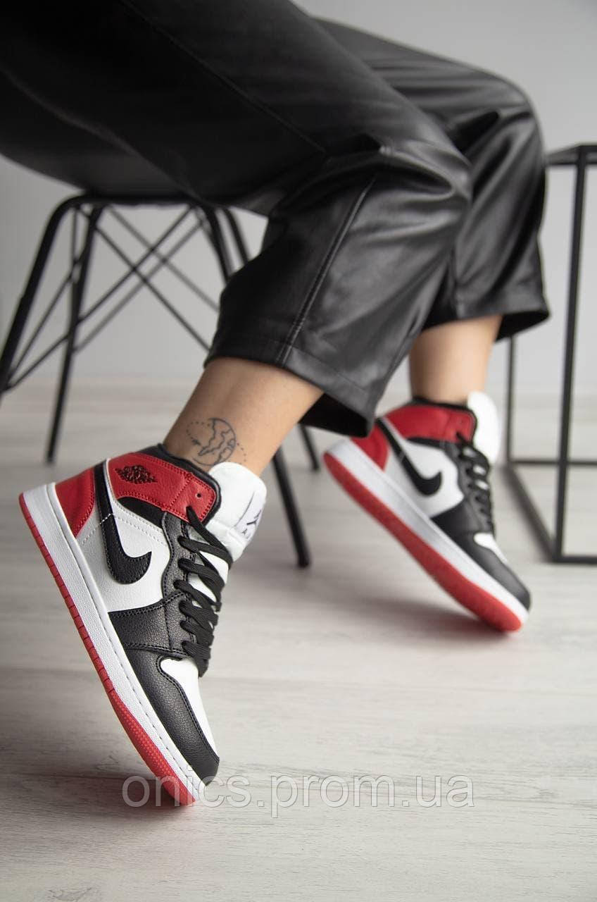 Nike Air Jordan 1 Retro Mid Red White Black Fur хорошее качество кроссовки и кеды хорошее качество Размер - фото 4 - id-p1946639491