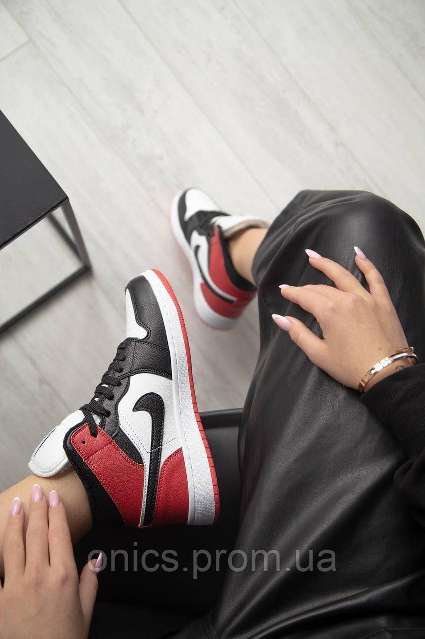 Nike Air Jordan 1 Retro Mid Red White Black Fur хорошее качество кроссовки и кеды хорошее качество Размер - фото 5 - id-p1946639491