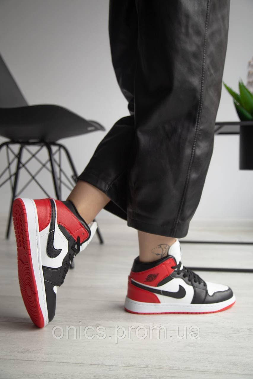 Nike Air Jordan 1 Retro Mid Red White Black Fur хорошее качество кроссовки и кеды хорошее качество Размер - фото 6 - id-p1946639491