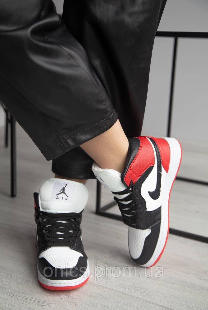 Nike Air Jordan 1 Retro Mid Red White Black Fur хорошее качество кроссовки и кеды хорошее качество Размер - фото 8 - id-p1946639491