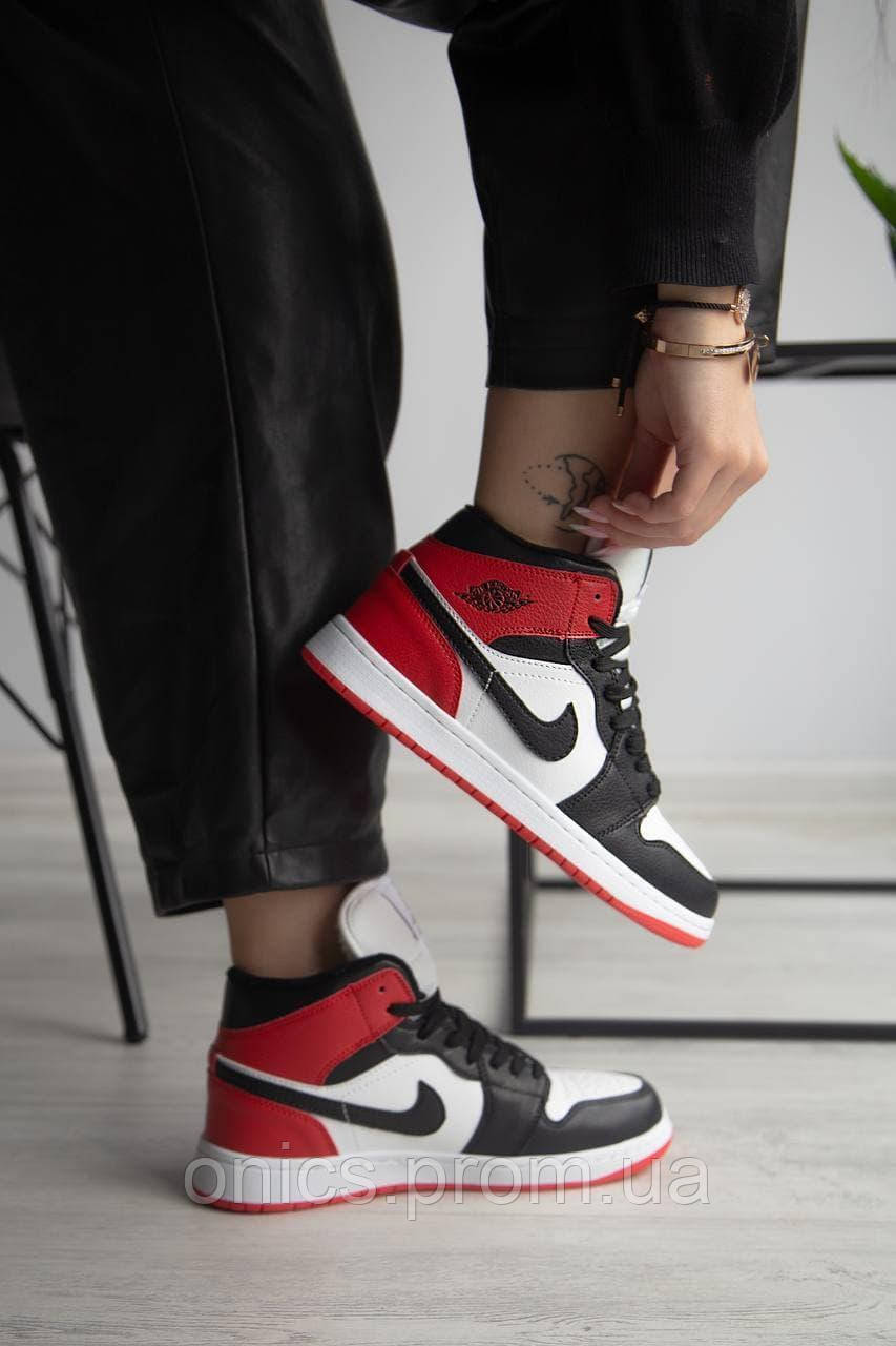 Nike Air Jordan 1 Retro Mid Red White Black Fur хорошее качество кроссовки и кеды хорошее качество Размер - фото 10 - id-p1946639491