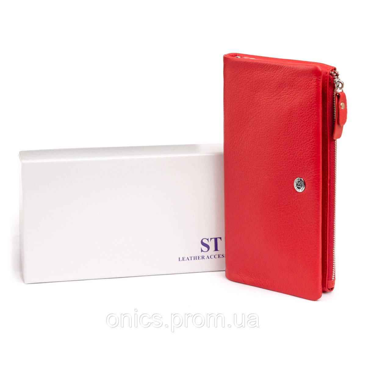 Кошелек-клатч из кожи с карманом для мобильного ST Leather 19315 Красный хорошее качество - фото 6 - id-p1946678286