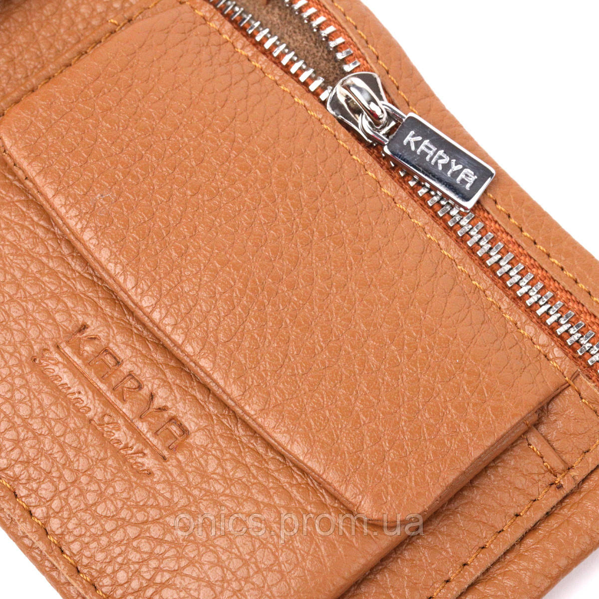 Стильное мужское портмоне из зернистой кожи KARYA 21064 Светло-коричневый хорошее качество - фото 6 - id-p1946682775
