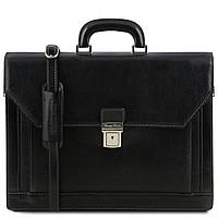 Кожаный мужской портфель на два отделения NAPOLI Tuscany Leather TL141348 (Черный) хорошее качество