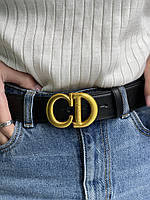 Christian Dior Leather Belt Black/Gold 105 x 3.7 cм Женские ремни и пояса хорошее качество