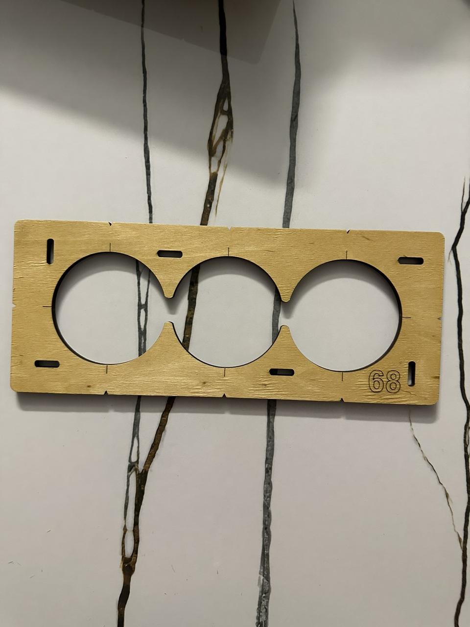 Шаблон для підрозетників 2.0 на 3 отвори, діаметр ∅68 мм, фото 1