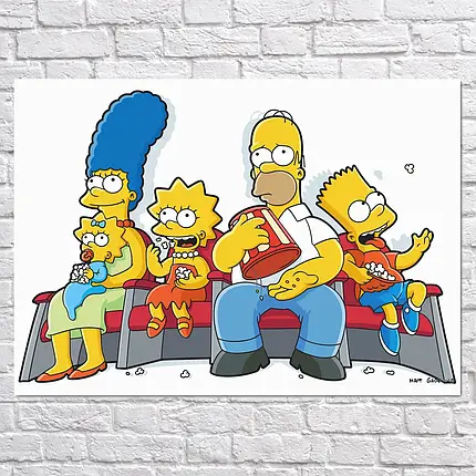 Плакат "Сімпсони на дивані, Simpsons", 43×60см, фото 2