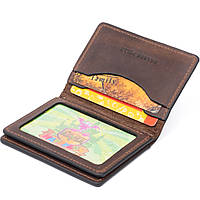 Визитница с обложкой для ID-паспорта из натуральной кожи GRANDE PELLE 11292 Коричневая хорошее качество