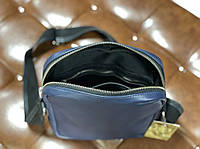 Кожаная сумка через плечо синего цвета M110bu John McDee хорошее качество
