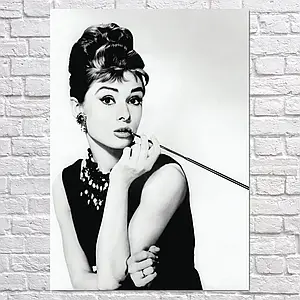 Плакат "Одрі Хепберн, фото з цигаркою, Audrey Hepburn", 60×43см