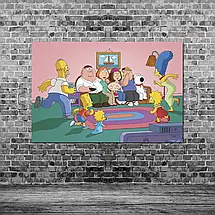 Плакат "Сімпсони та Гріффіни, Simpsons, Family Guy", 40×60см, фото 3