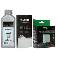 Набор Saeco Philips (Таблетки Saeco, Фильтр Filter Logic AquaClean CA6903/10, Жидкость от накипи Saeco Evoca)