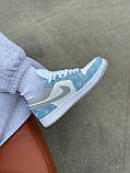 Nike Air Jordan Retro 1 Low Blue White Grey, фото 7